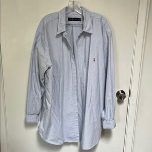 Polo by Ralph Lauren Men's Light Blue Striped Button Down Shirt
